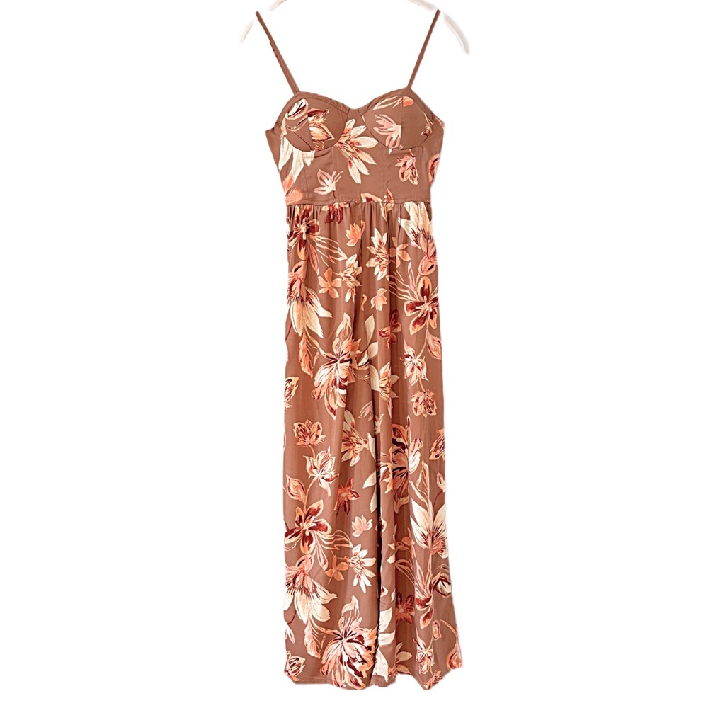 Band of the Free Floral Bustier Jumpsuit Romper Brown Peach White Size S NWT